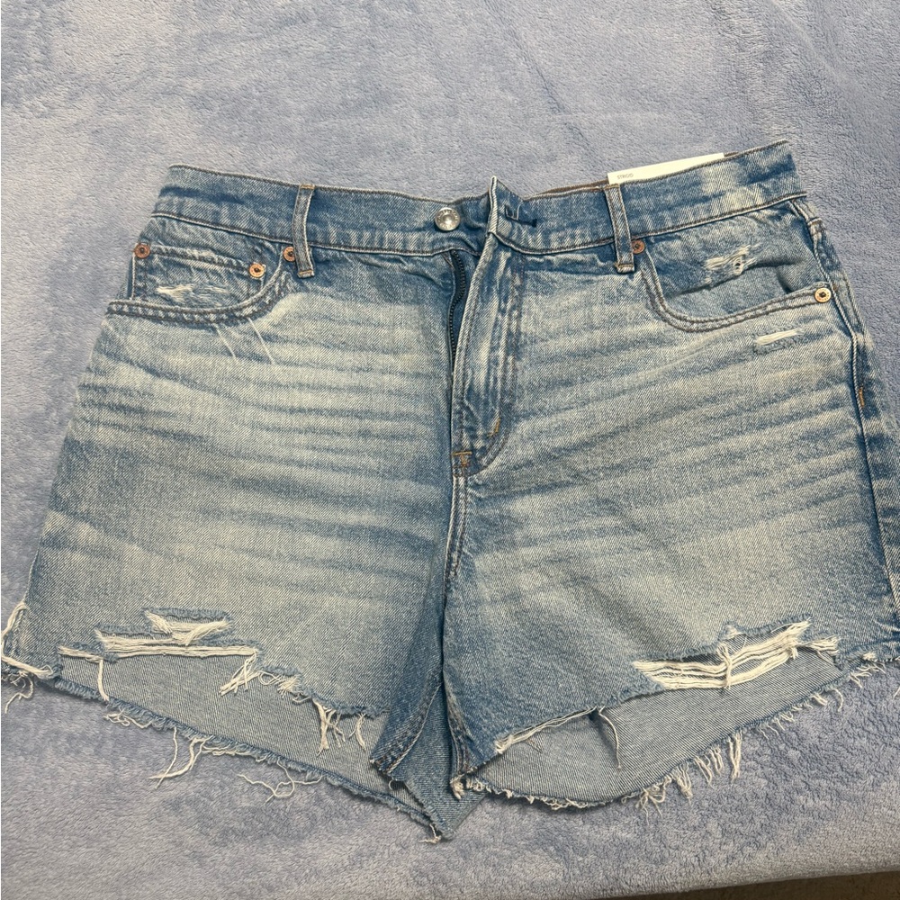 American Eagle Outfitters Blue Distressed Jean Shorts